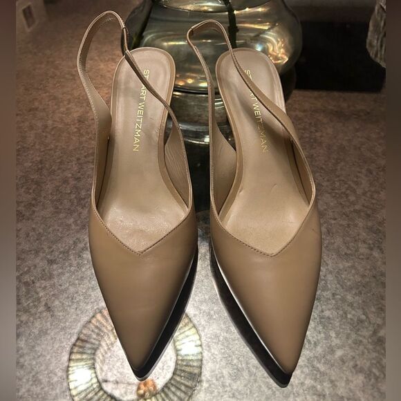 Stuart Weitzman Eva Pointed Toe Slingback Pumps - Picture 6 of 8